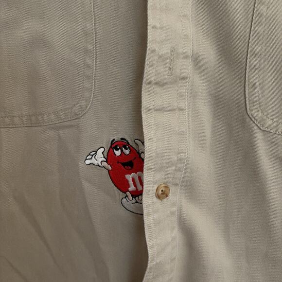 Vintage 90's Planet Mars M & M's Candy Shirt Men's Size Large Beige Embroidered - Picture 6 of 8